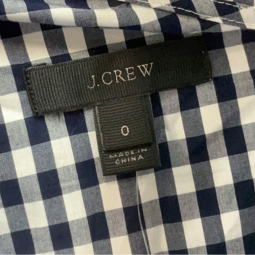 J.Crew One Shoulder Ruffle Top Gingham Navy White Size 0 NWT Summer Date Night - Picture 6 of 6